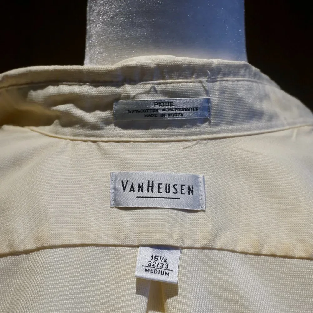 💚 VINTAGE VAN HEUSEN Pale Yellow Long Sleeve Button Down (M)